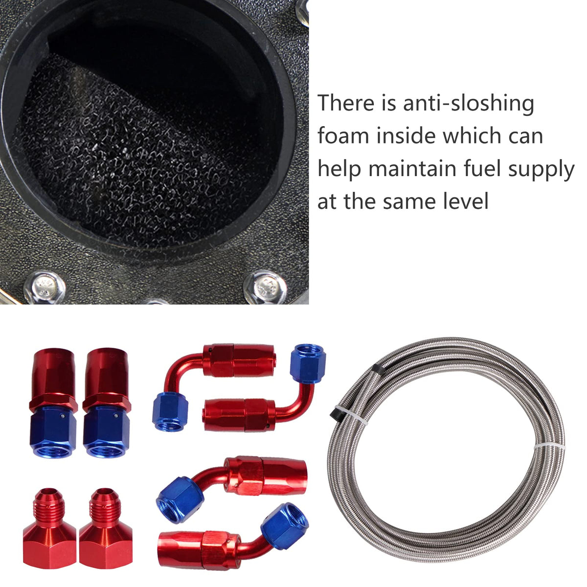 5 Gallon 20L Polished Aluminum Fuel Cell Tank with Cap Level Sender Oil Feed Line Q41092