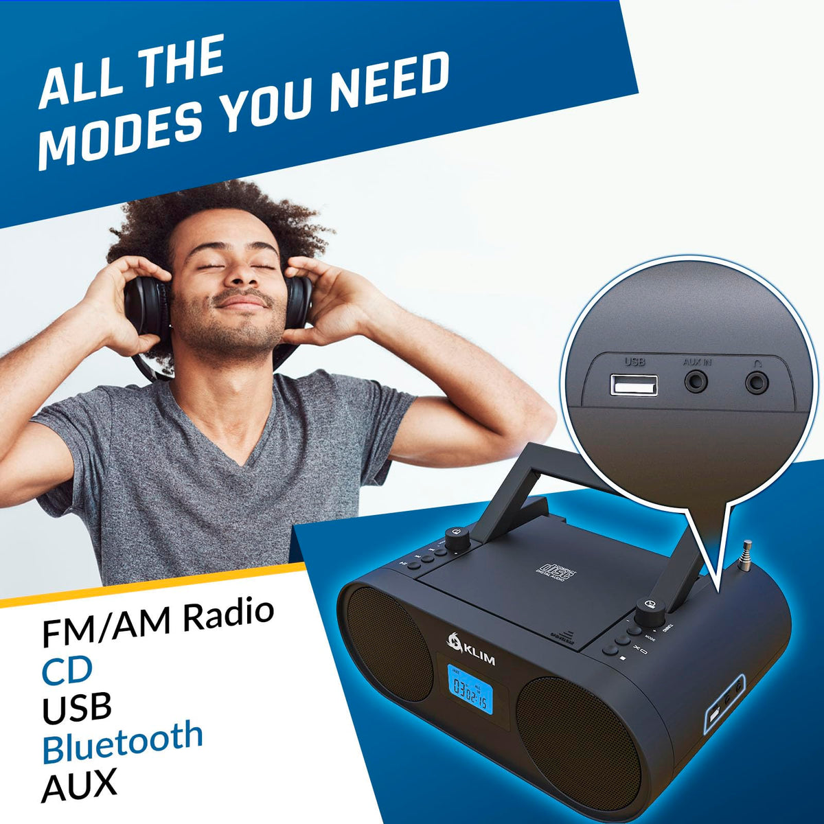 Portable CD Player Boombox with AM FM Radio and Bluetooth U586757
