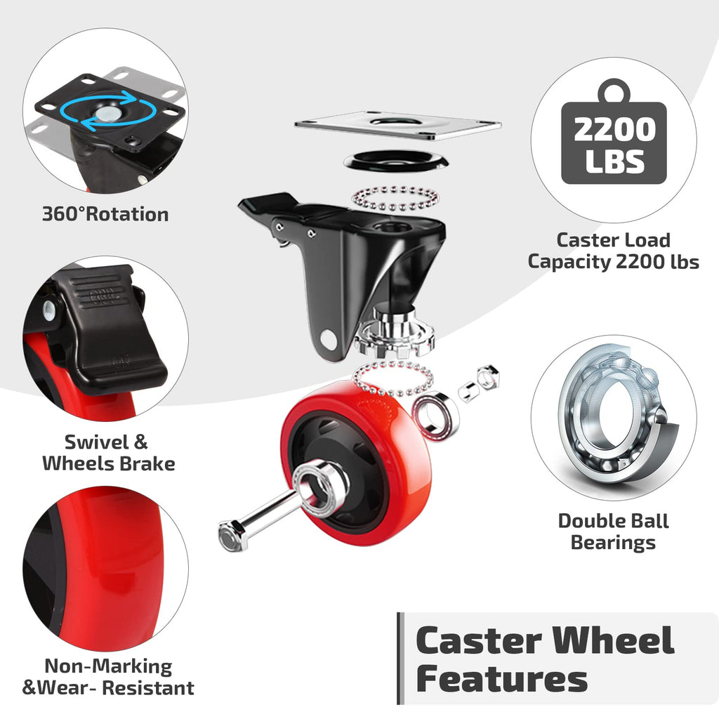 5 Inch Swivel Caster Wheel Set of 4 with Brake P552519