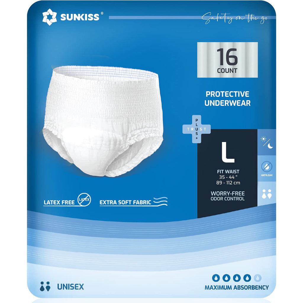 Large Incontinence Disposable Underwear 16 Count & Wet Wipes 200 Count E743713