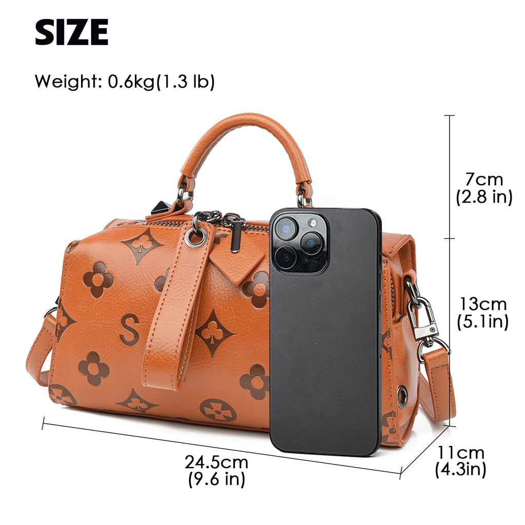 Women Floral Embossed PU Leather Tote Handbag U285