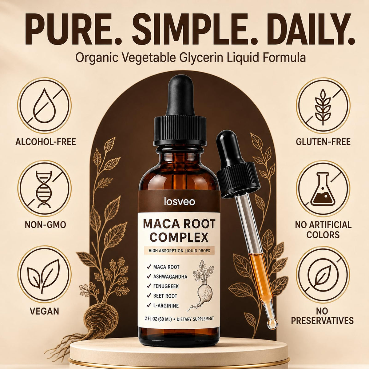 Maca Root Complex Drops with Ashwagandha, Fenugreek, Beet Root & L-Arginine, 2floz Q113448