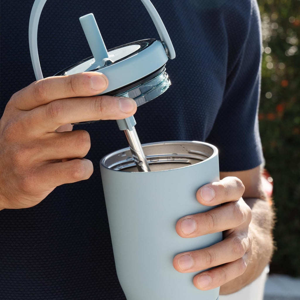 25oz Leakproof Stainless Steel Travel Tumbler with Handle & Straw L6076