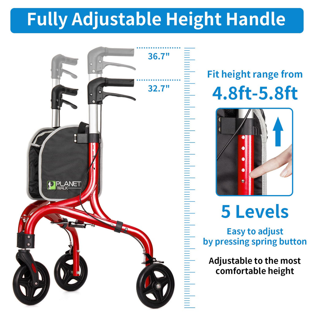 3 Wheel Foldable Aluminum Rollator Walker J5345