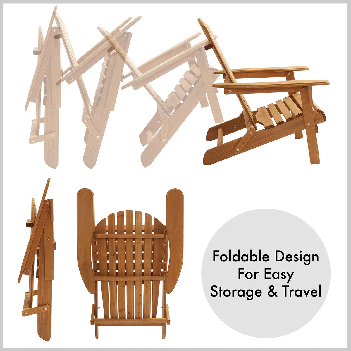 Folding Adirondack Chair Cedar Wood Outdoor Lounge Chair P286293