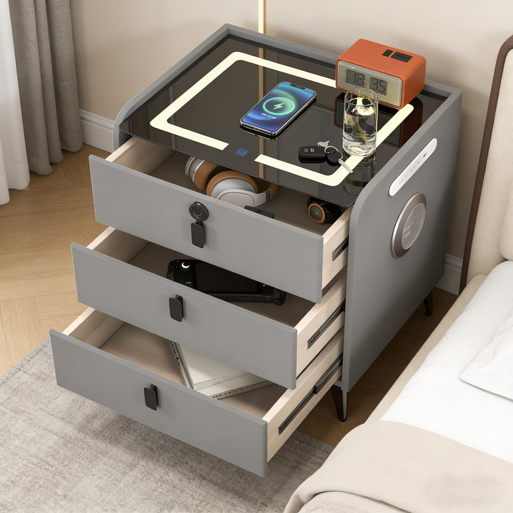Wireless Charging Fingerprint Lock Nightstand X27036
