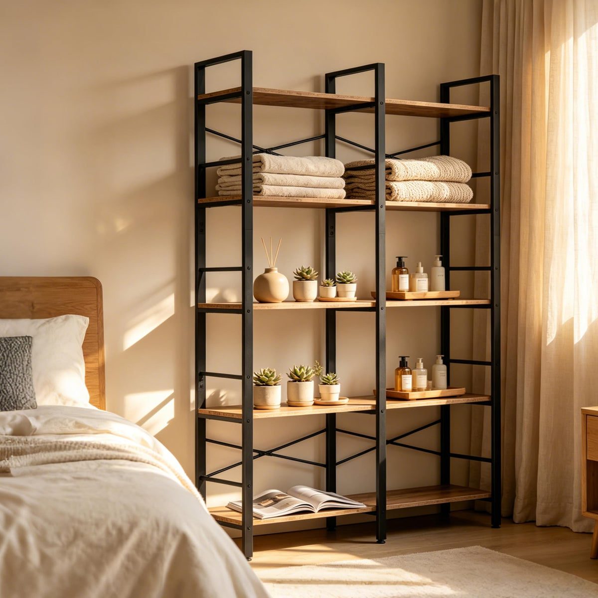 5 Tier Bookshelf with 10 Open Shelves E240