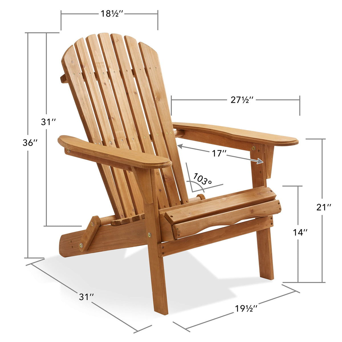 Folding Adirondack Chair Cedar Wood Outdoor Lounge Chair P286293