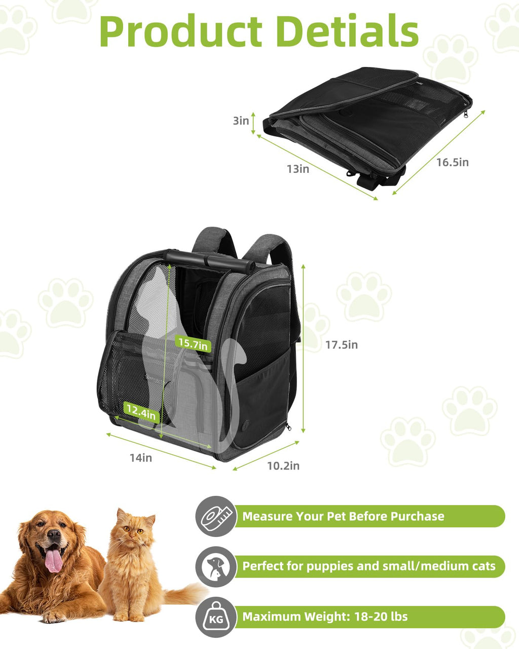 Dark Grey Breathable Mesh Cat Backpack Carrier U300535