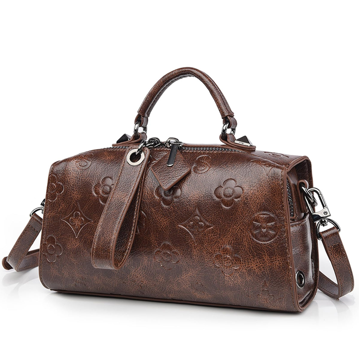 Women Floral Embossed PU Leather Tote Handbag U285