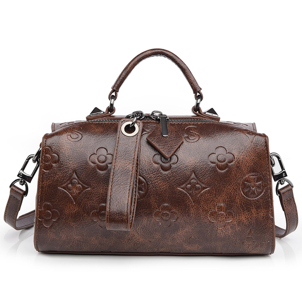 Women Floral Embossed PU Leather Tote Handbag U285