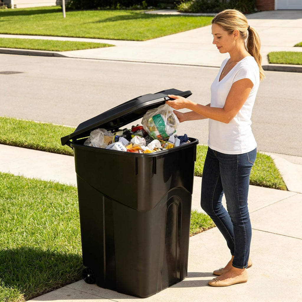 45 Gallon Outdoor Trash Can with Wheels and Lid V152