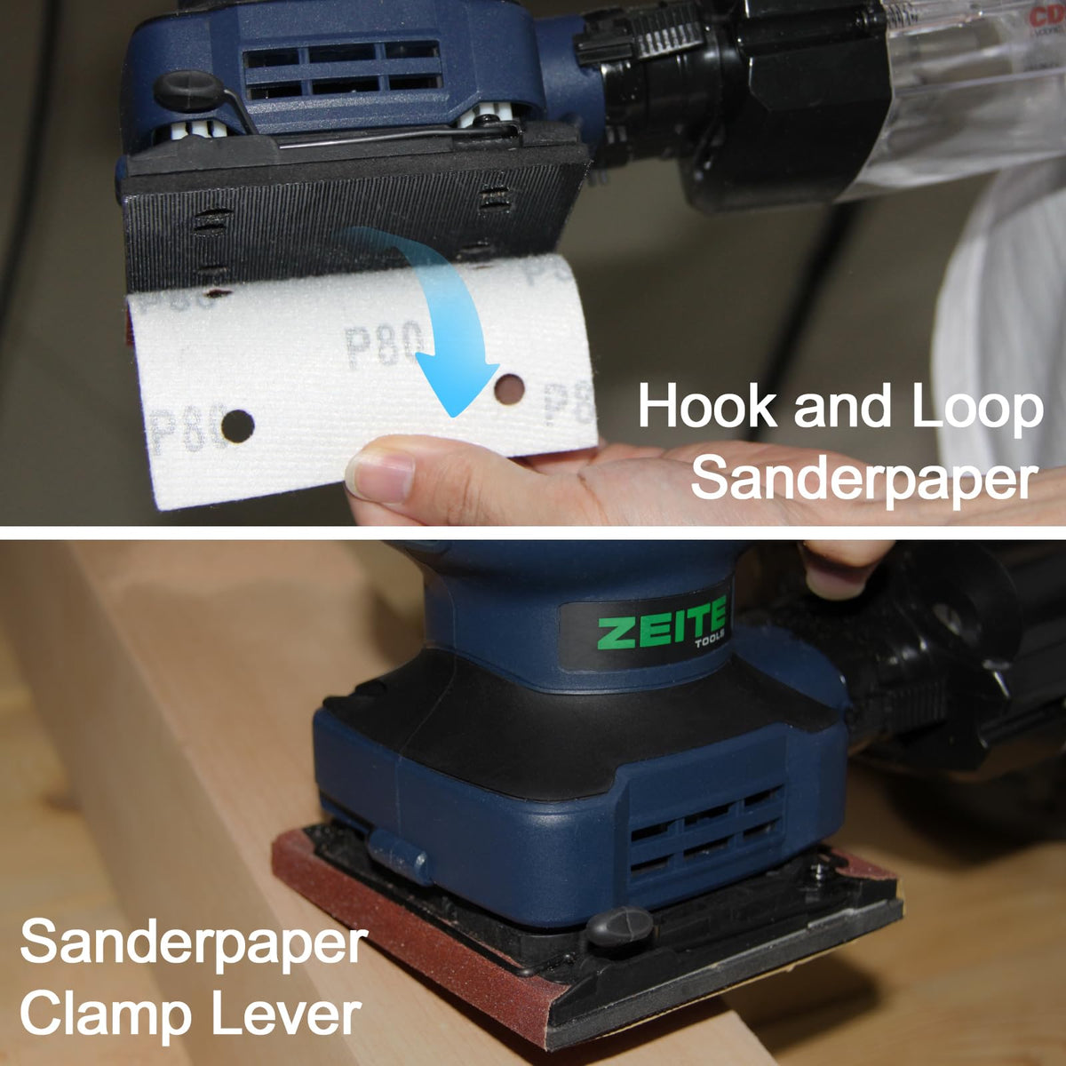 2.4 Amp 1/4 Sheet Electric Palm Sander with 12Pcs Sandpapers W352