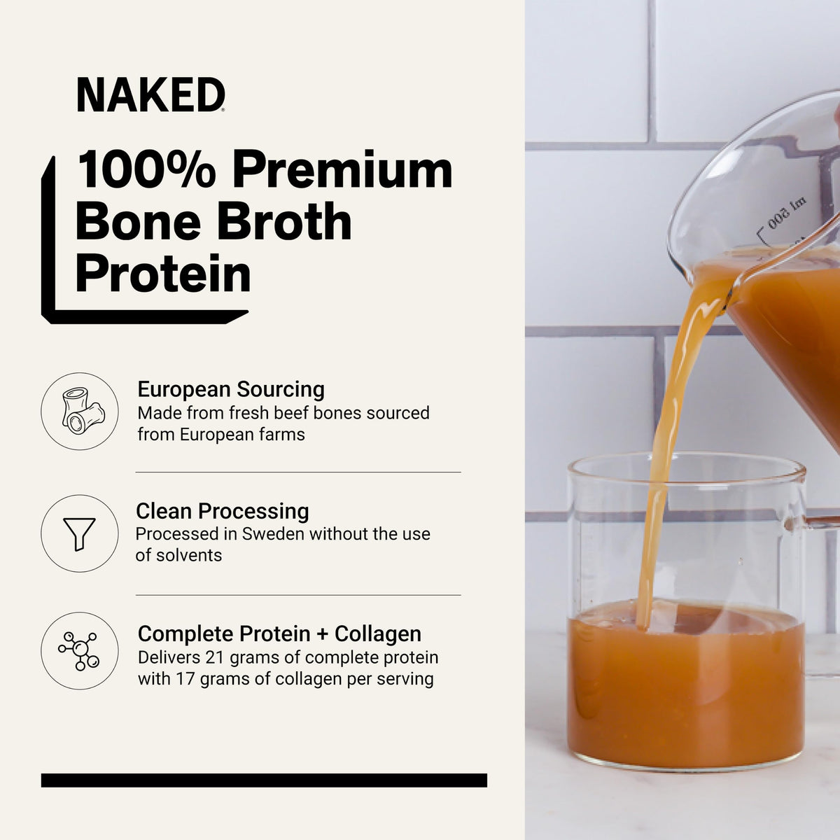 Beef Bone Broth Protein Powder 21G Protein 17G Collagen Unflavored M350006