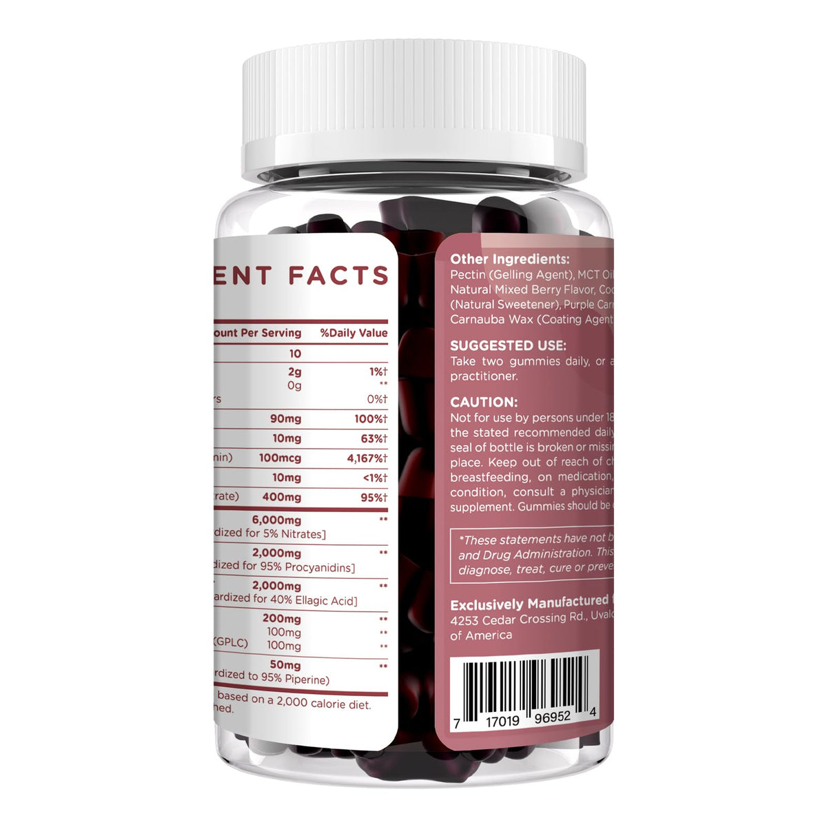 Beet Root Gummies 6000mg Mixed Berry Flavor 60 Gummies F9783