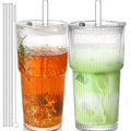 20oz Glass Cups with Lids and Straws, 2 PCS C1699