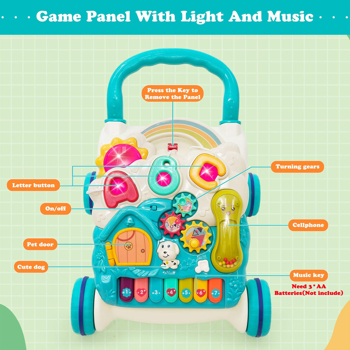 3 in 1 Baby Walker with Sounds Music Play Panel P4524