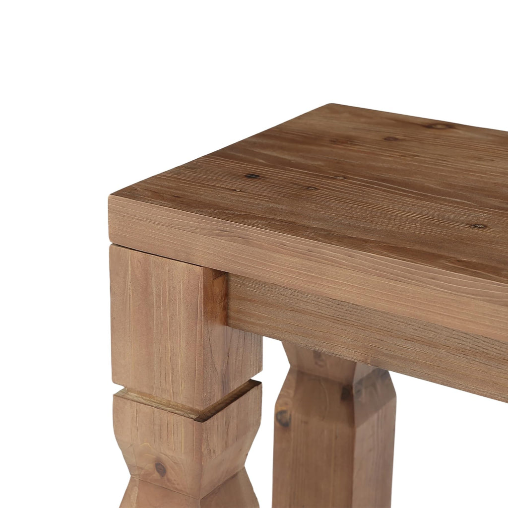 Solid Wood Bench 55-Inch Long Rustic Brown N87697