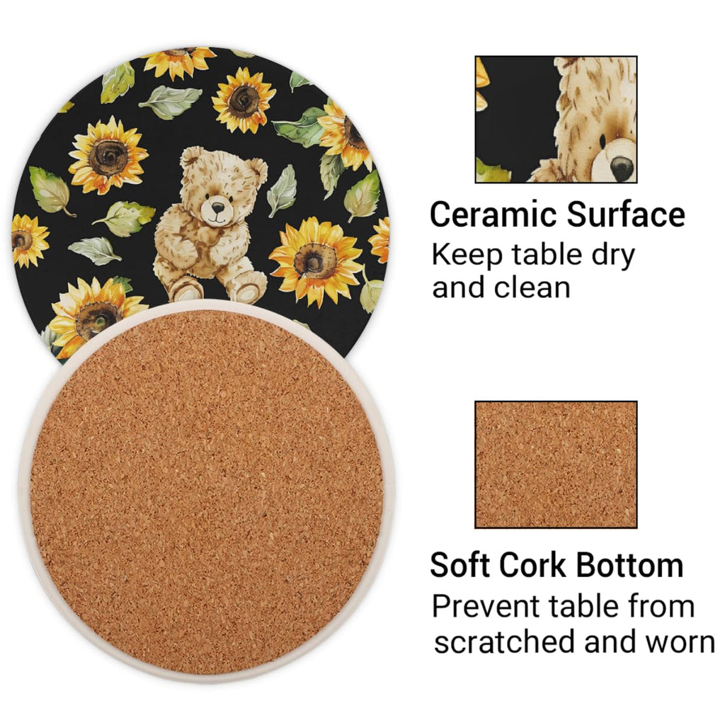 Round Absorbent Ceramic Coasters Set of 4 T2833
