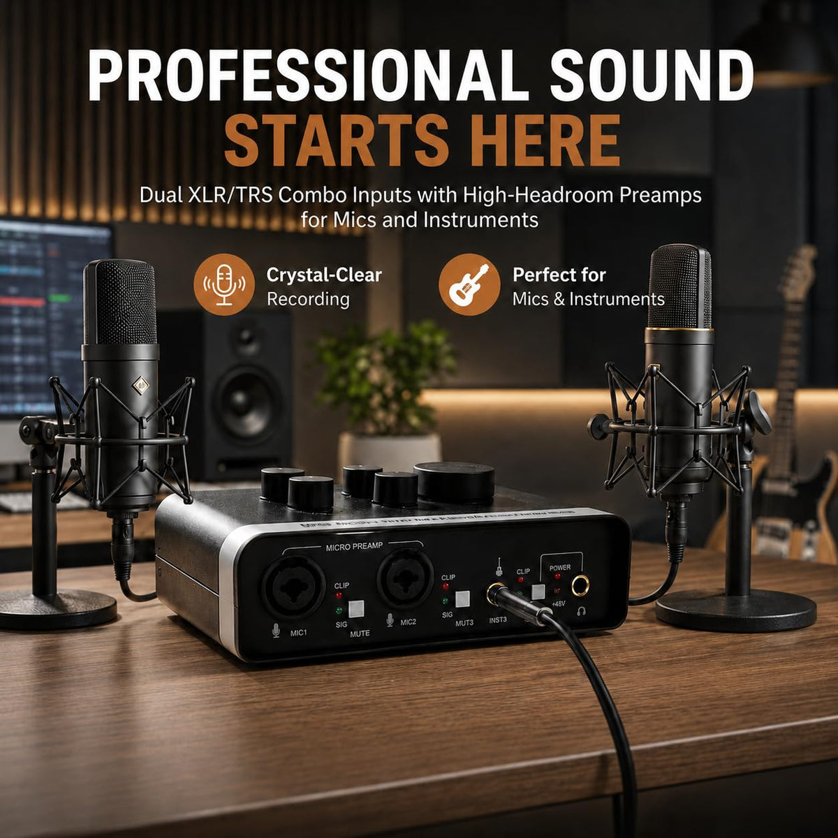 USB C Audio Interface with 48V Phantom Power K7237