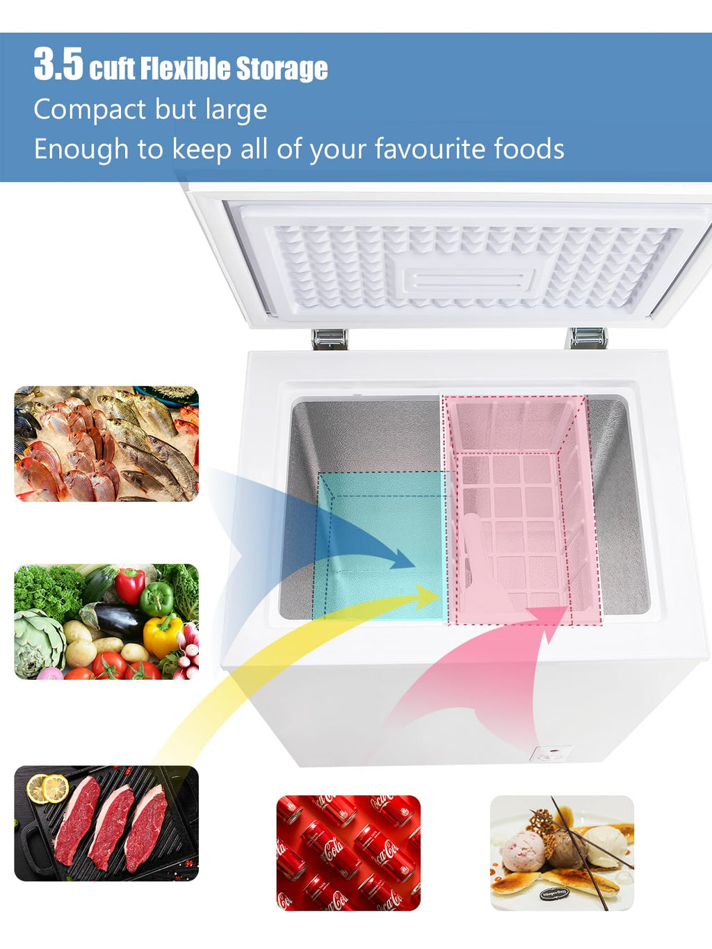 3.5 Cu.Ft Chest Freezer with Removable Basket, White Z414991