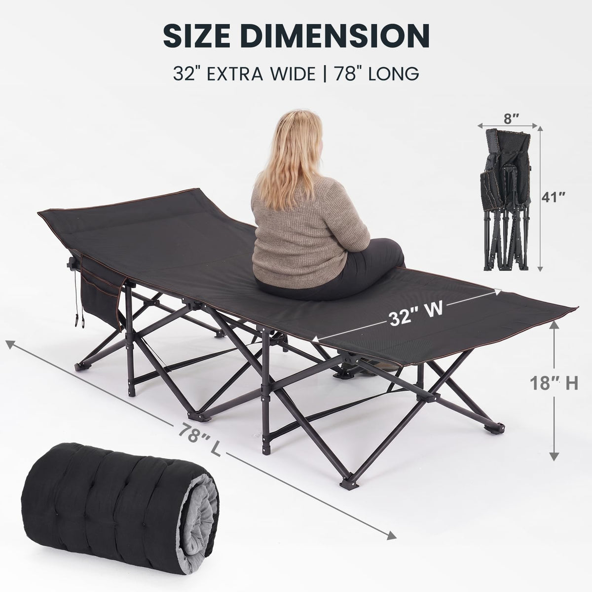 Oversized XXL Folding Camping Cot A12106