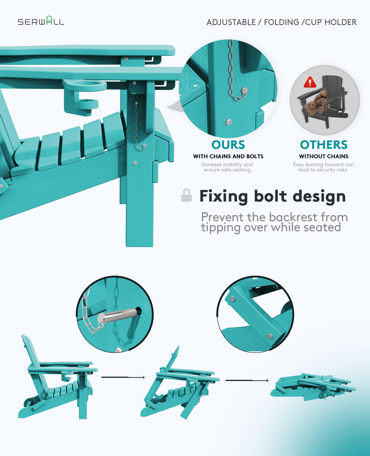 Folding Adjustable Adirondack Chair with Cup Holder Z933