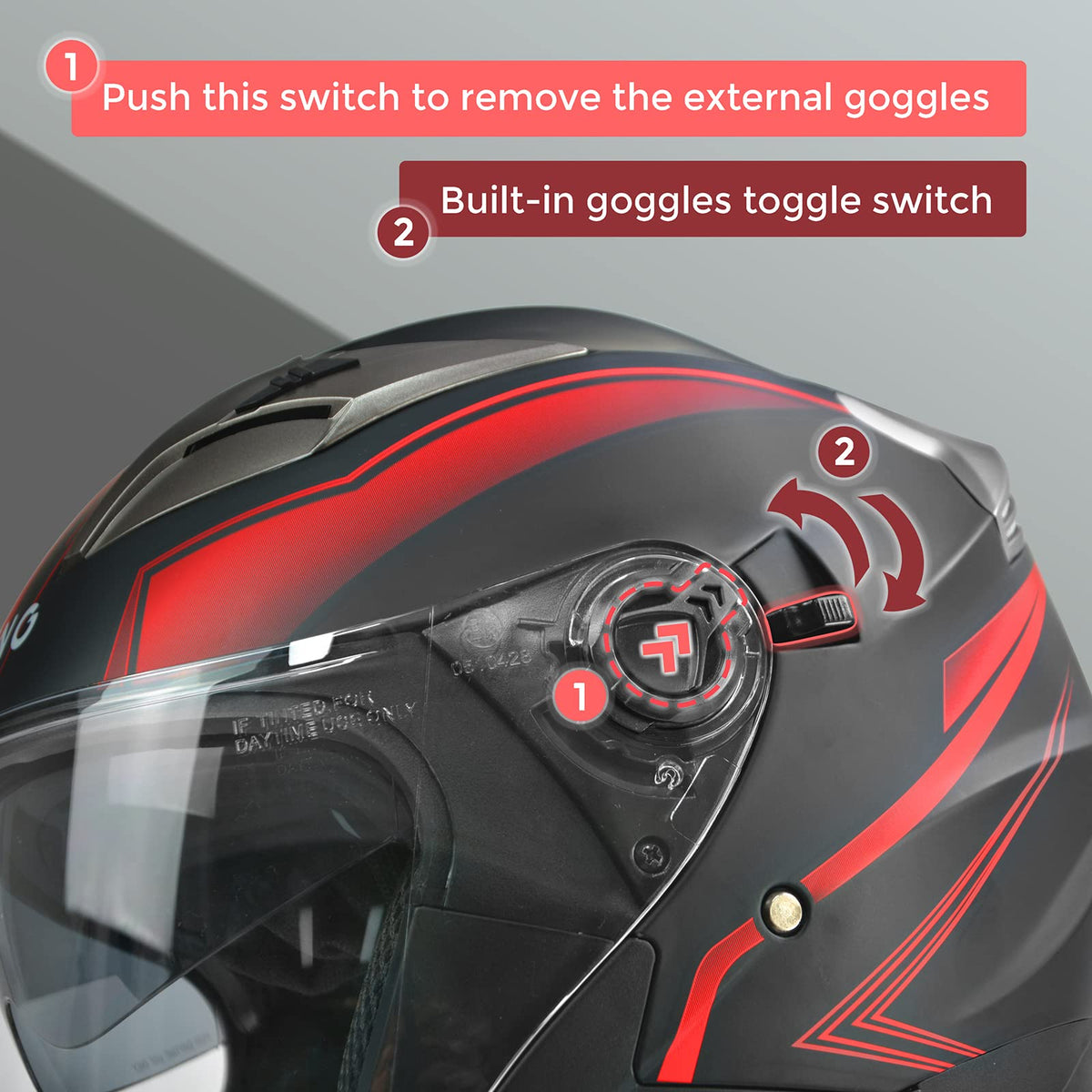 3/4 Open Face Motorcycle Helmet with Double Visor I90687
