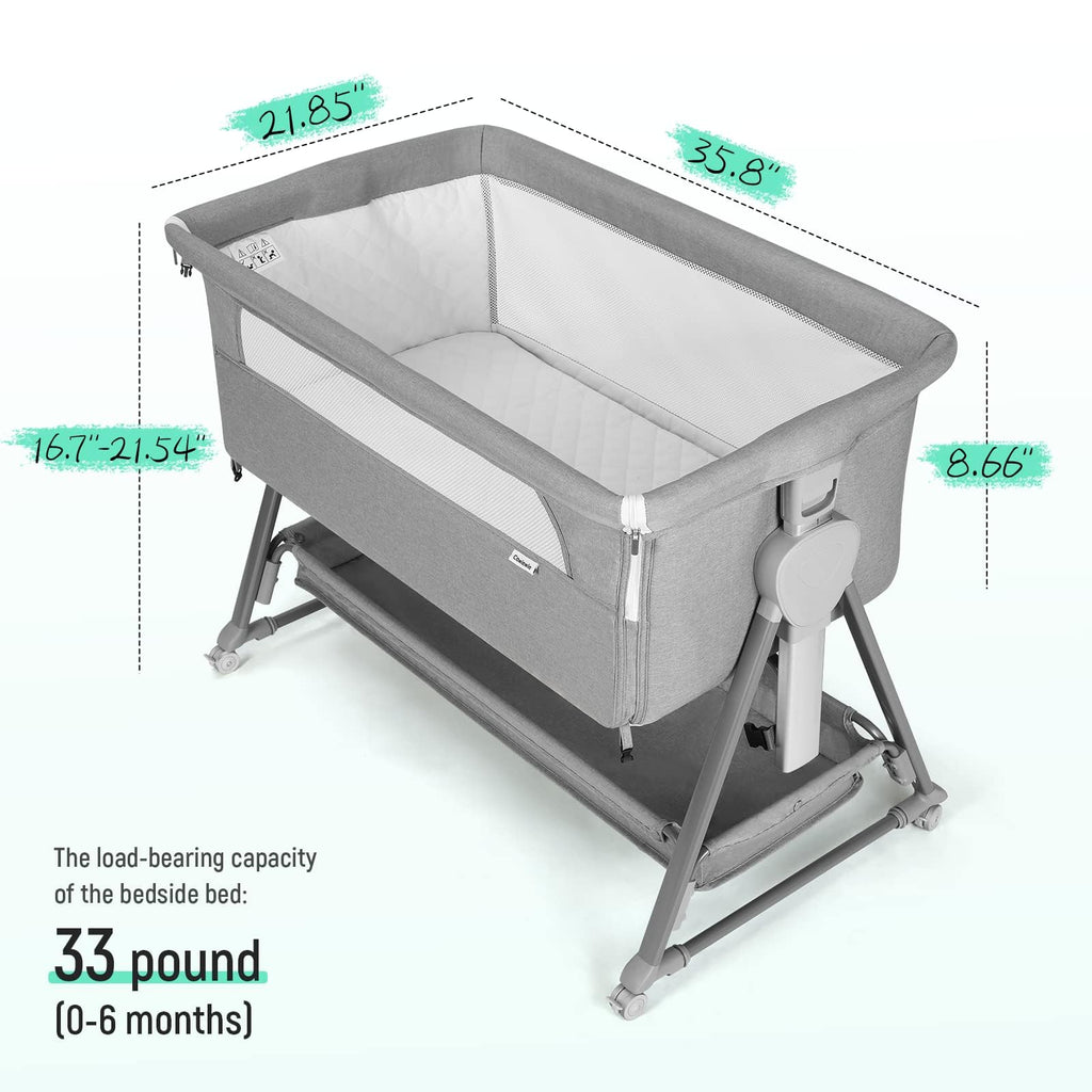 Baby Bassinet with 7 Adjustable Height, Breathable Mesh & Mattress E741
