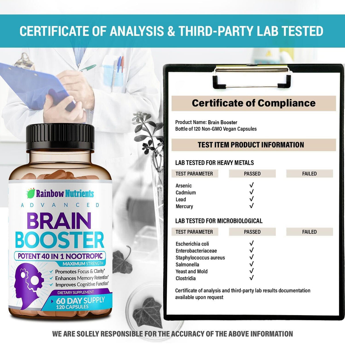 120 V Capsules Brain Support Supplement with DMAE B4224