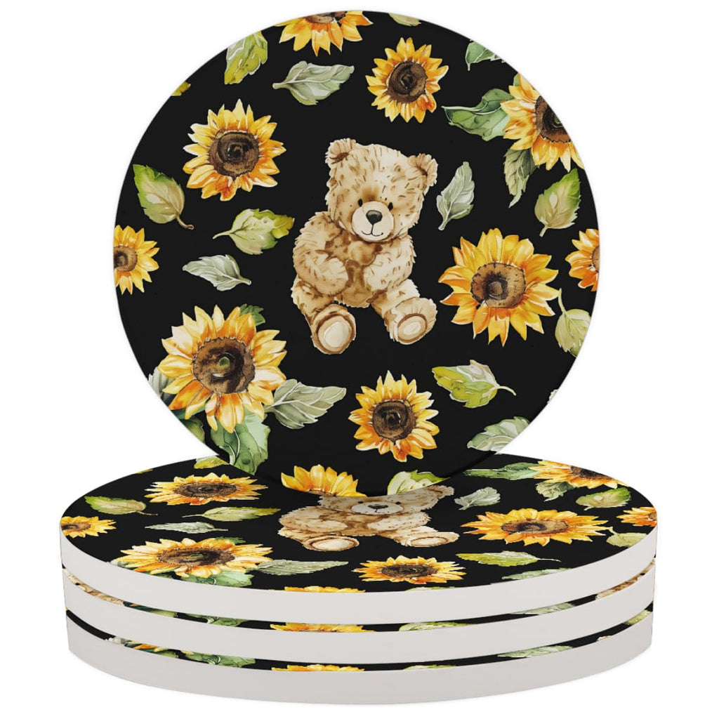 Round Absorbent Ceramic Coasters Set of 4 T2833