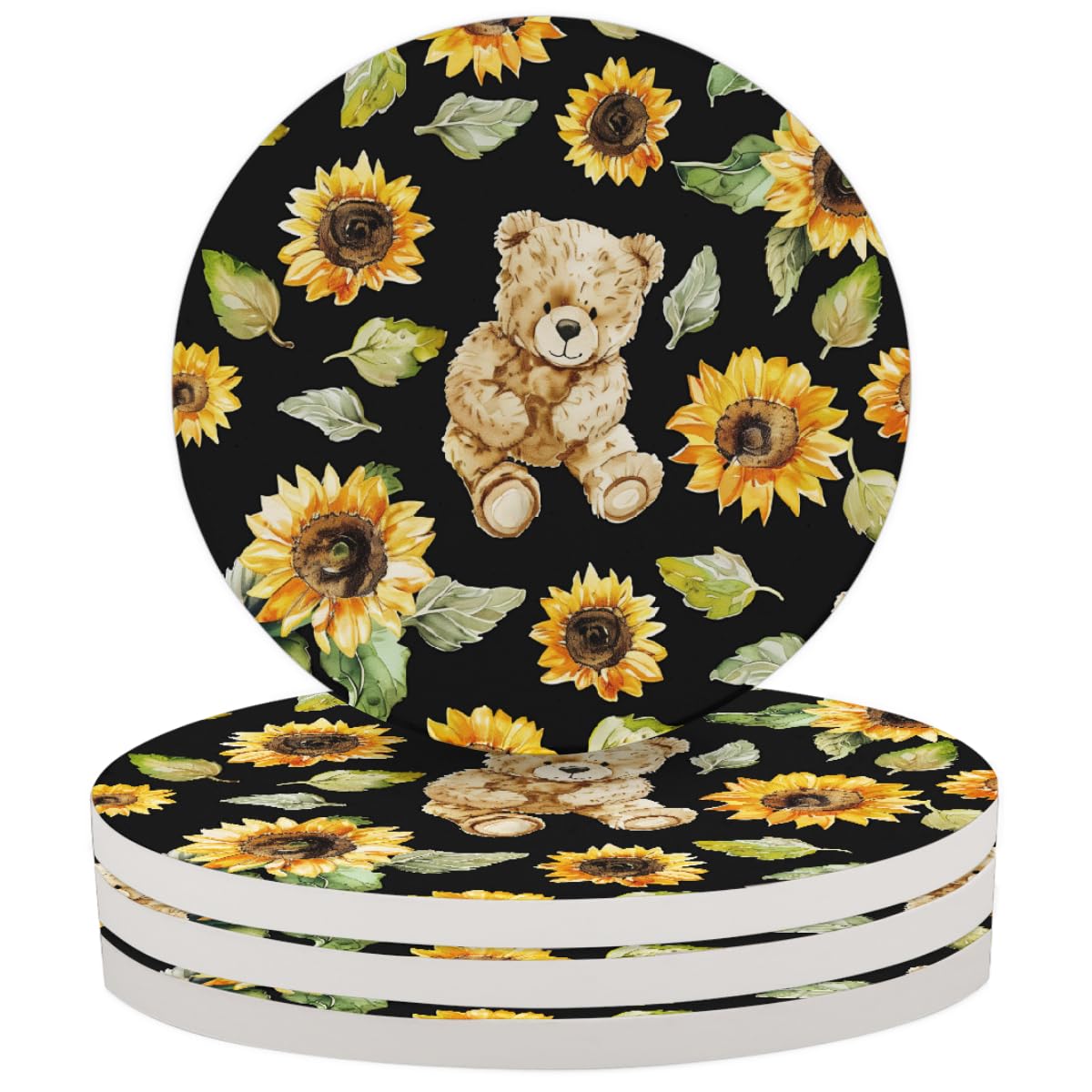 Round Absorbent Ceramic Coasters Set of 4 T2833