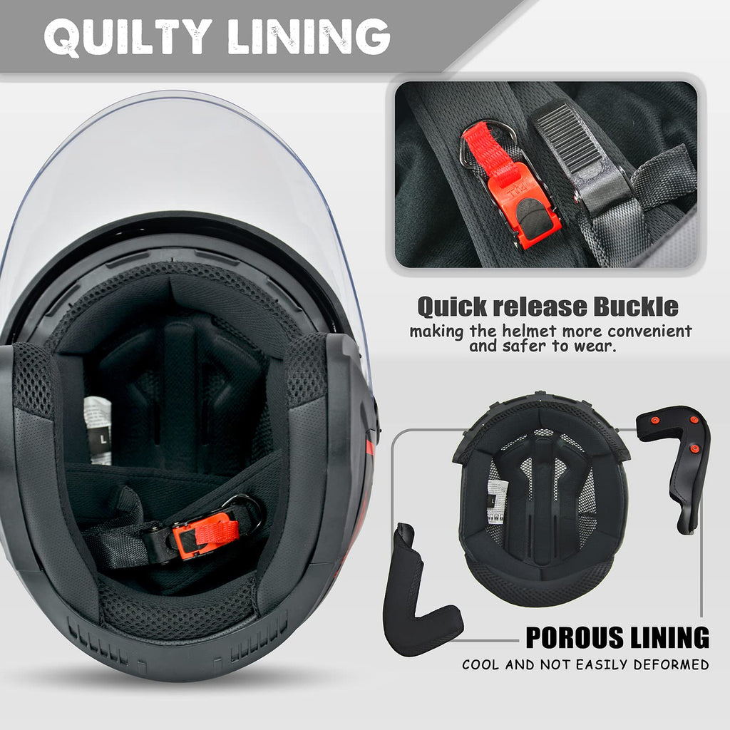3/4 Open Face Motorcycle Helmet with Double Visor I90687
