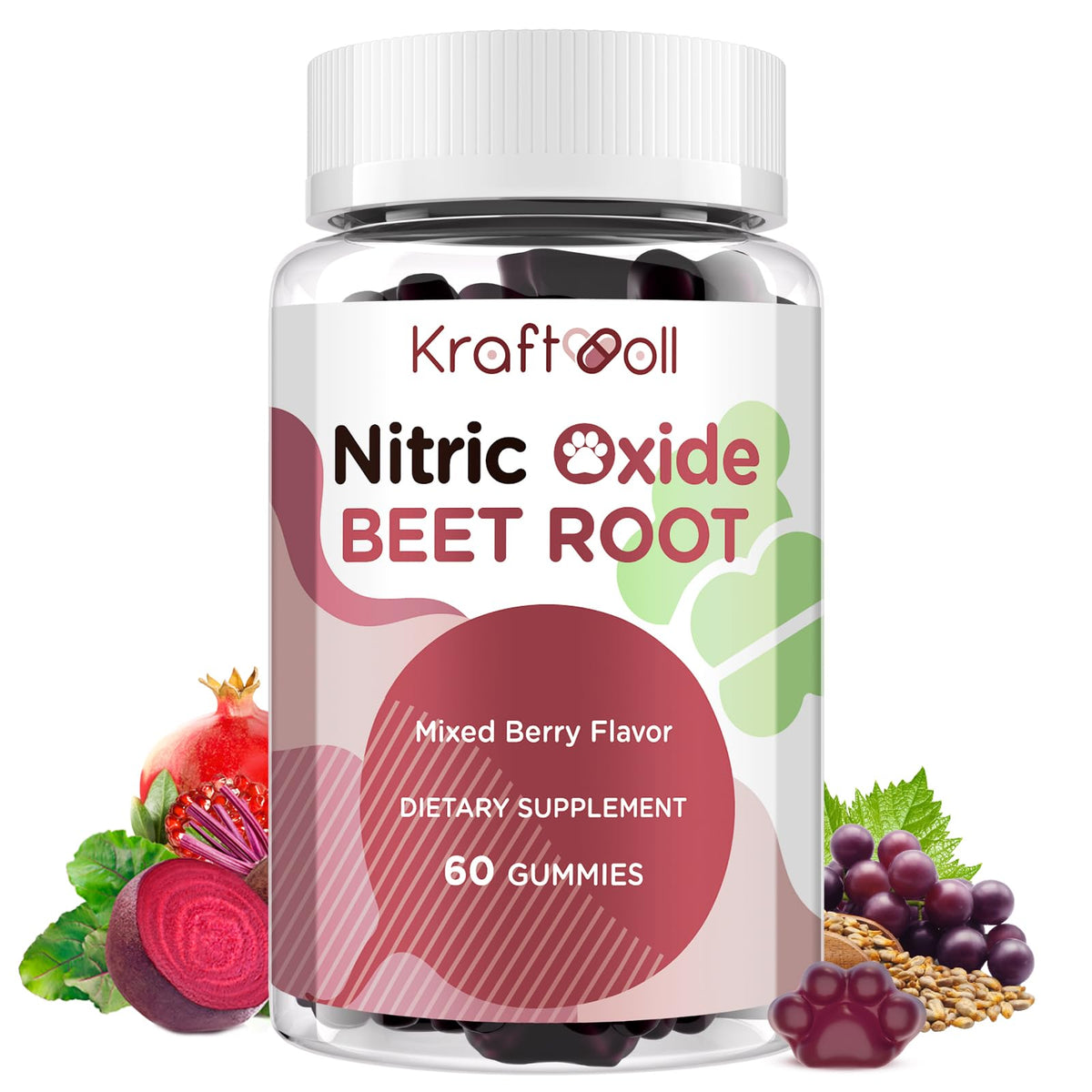 Beet Root Gummies 6000mg Mixed Berry Flavor 60 Gummies F9783