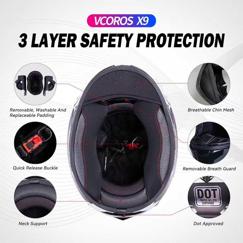 Full Face Dual Visor Motorcycle Helmet J423
