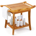Teak Shower Bench with Storage Shelf Q121620