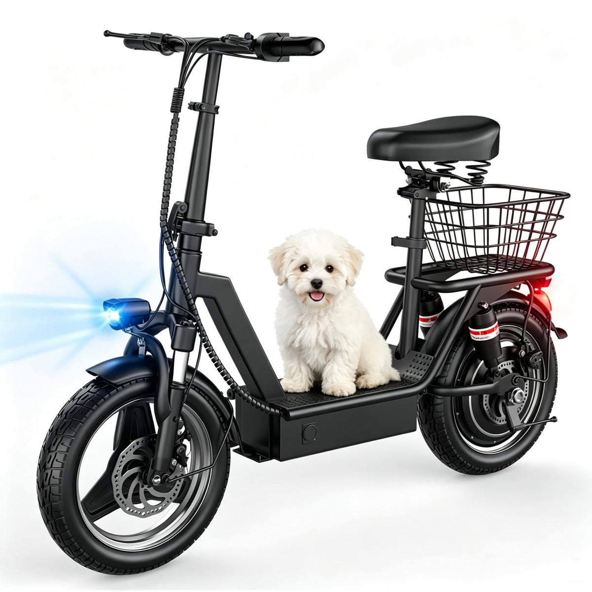 Electric Scooter with Seat, 25 MPH, 350W Motor, 15.5 Miles Range, 48V Battery, 14" Foldable S6567