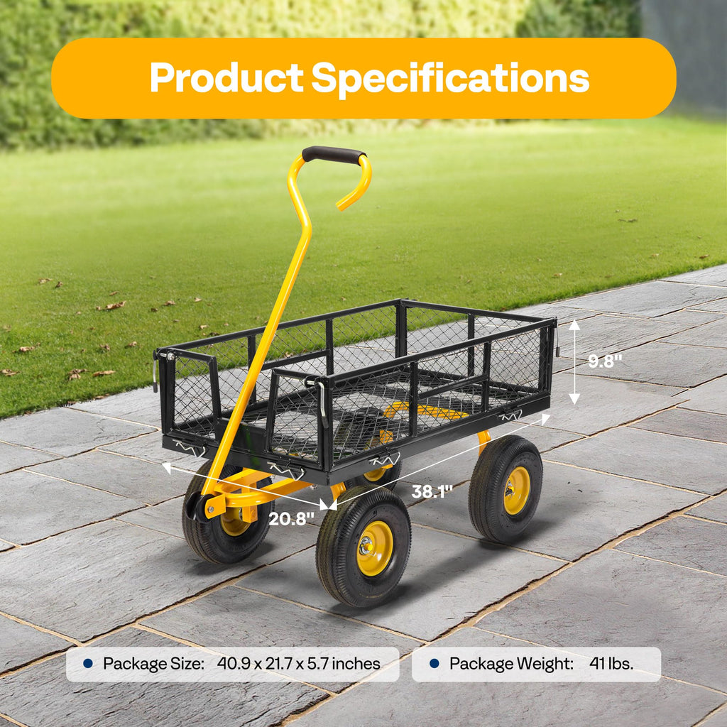 Heavy Duty 4.5 Cu Ft Mesh Steel Garden Cart J514