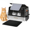 XL Stainless Steel Enclosed Cat Litter Box with Flip-Up Lid J34825