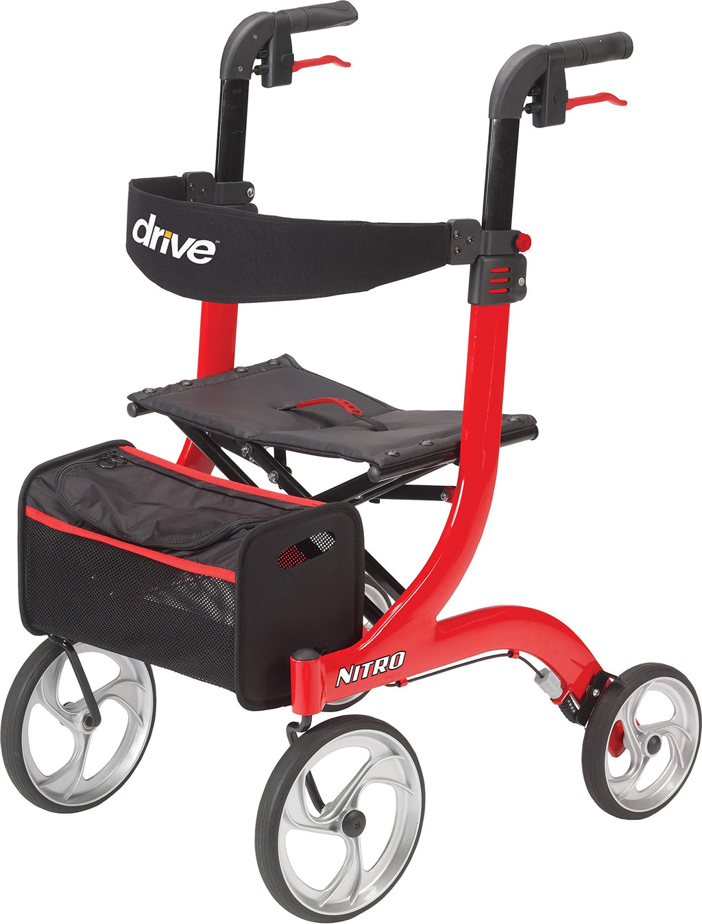 Red 4-Wheel Rollator with Seat W103