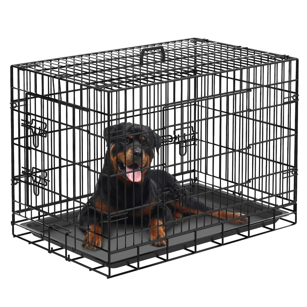 48" Foldable Metal Dog Cage with Removable Tray C3975