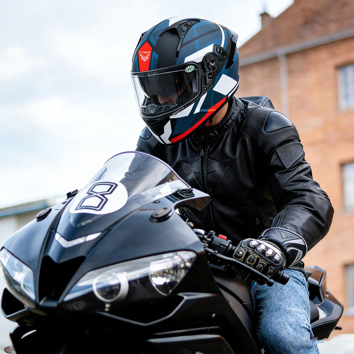Full Face Dual Visor Motorcycle Helmet J423
