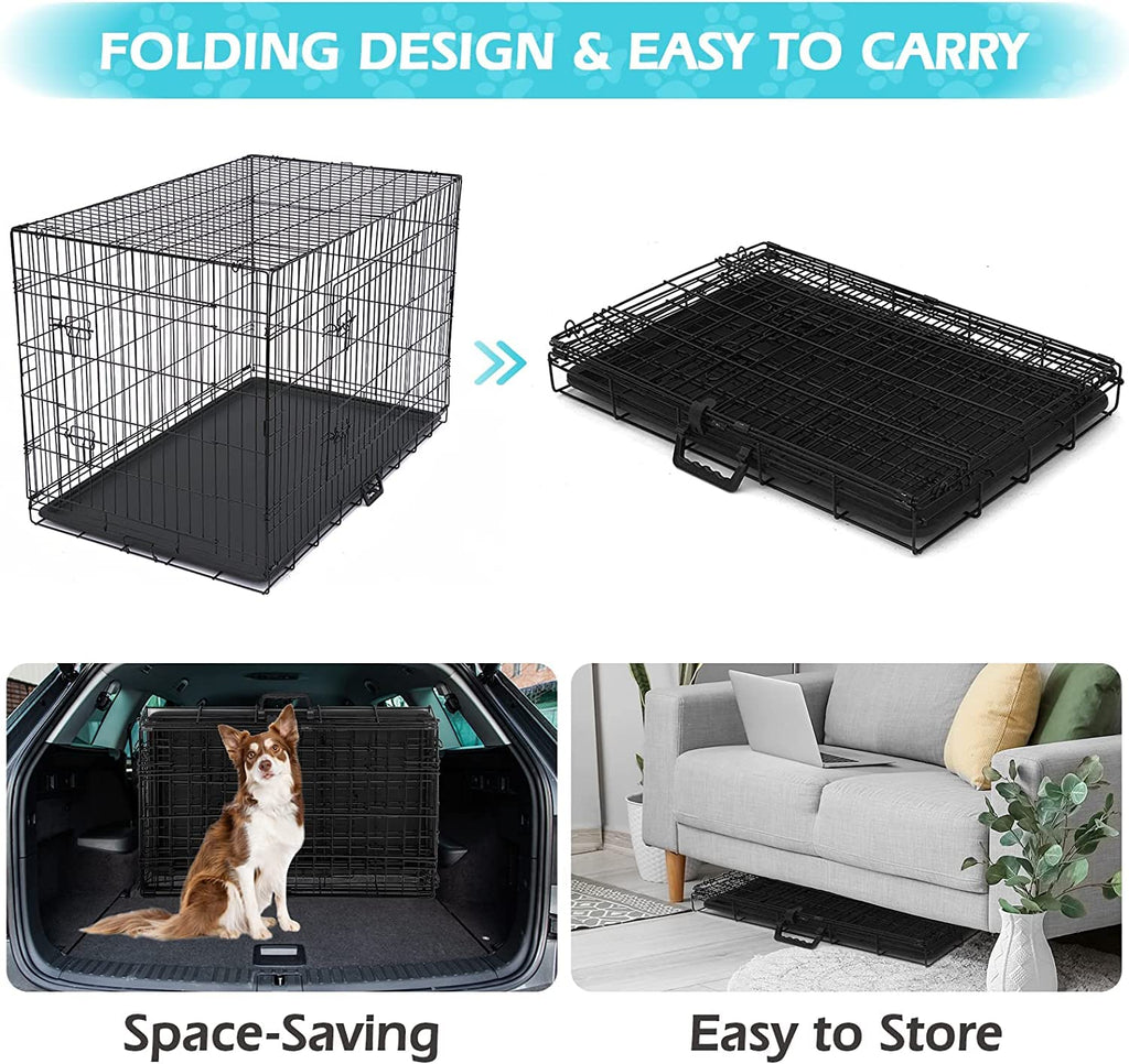 48" Foldable Metal Dog Cage with Removable Tray C3975