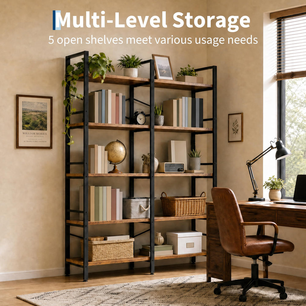 5 Tier Bookshelf with 10 Open Shelves E240