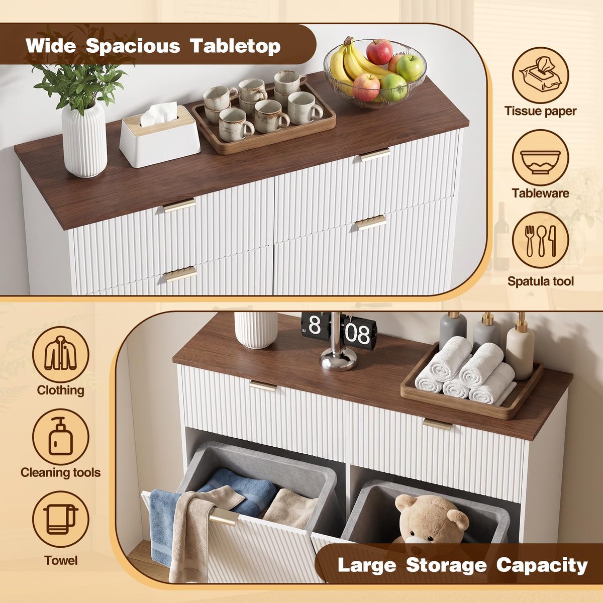 White and Dark Walnut Tilt Out Trash Cabinet K57606