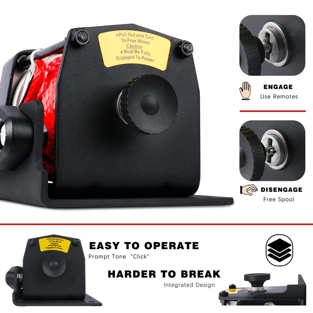 12V 3000LBS Synthetic Rope Electric Winch with Mounting Bracket N693