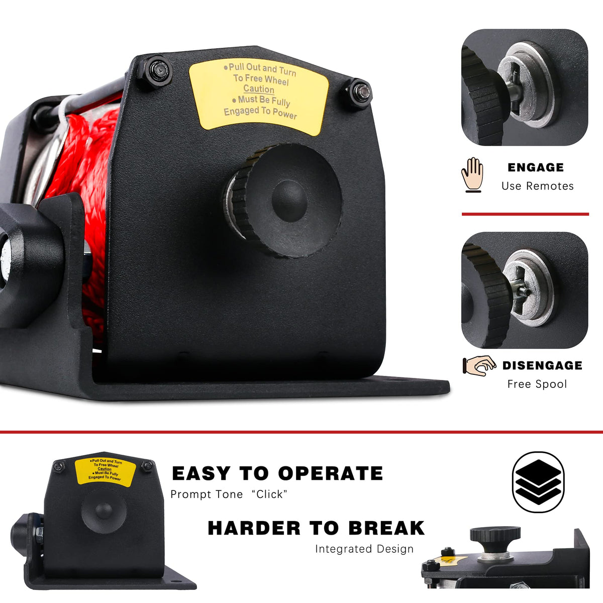 12V 3000LBS Synthetic Rope Electric Winch with Mounting Bracket N693