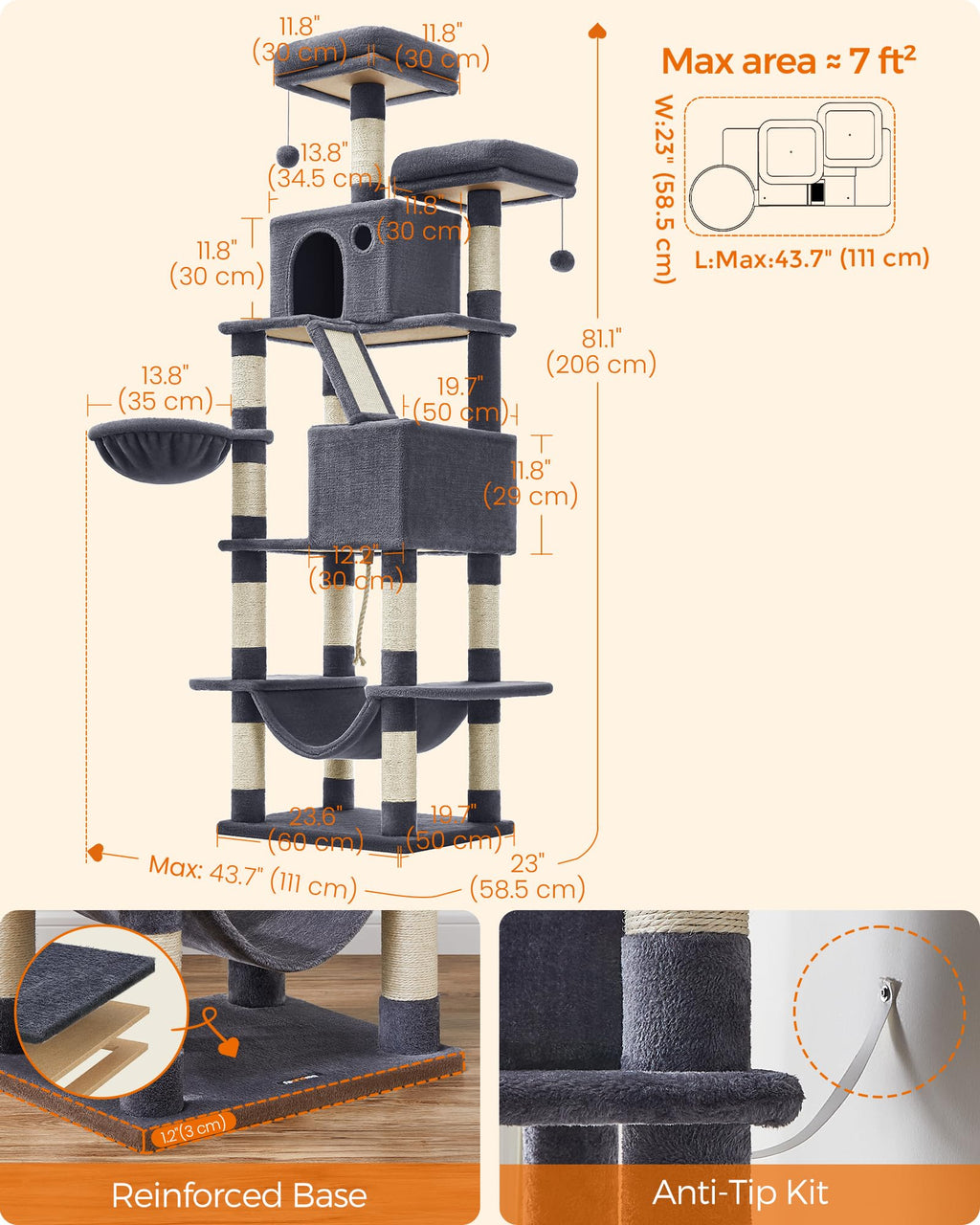 81.1-Inch Multi-Level Cat Tree T5889
