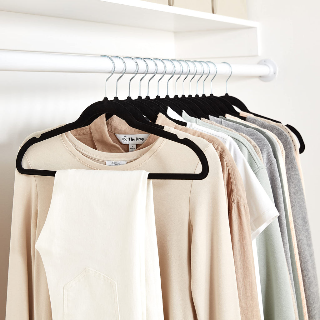 Slim Velvet Non-Slip Suit Hangers, Black, 50-Pack U624