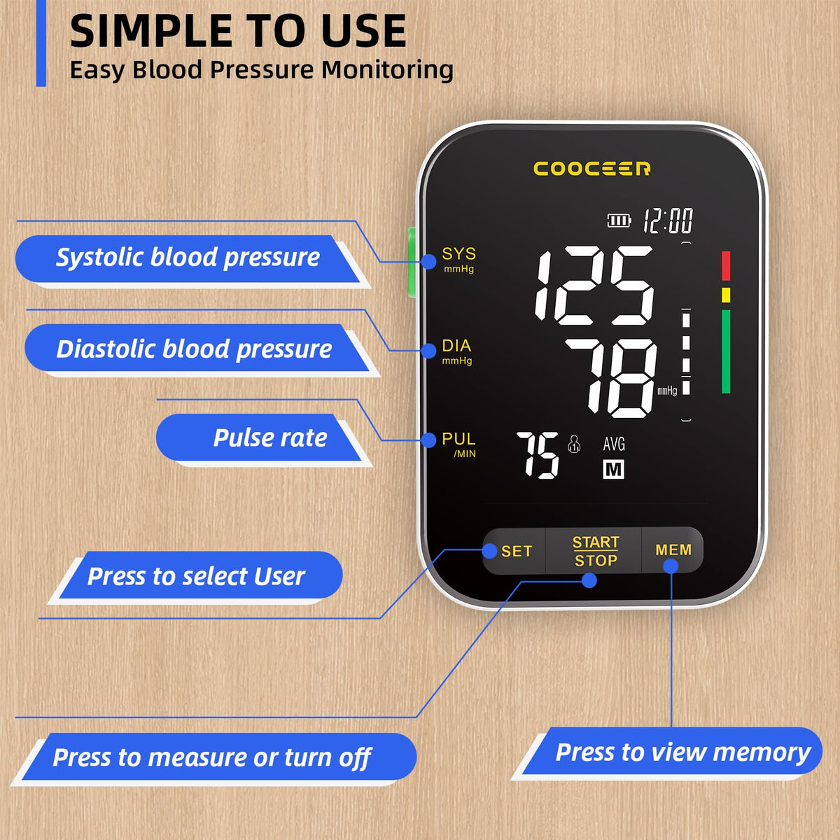 Automatic Upper Arm Blood Pressure Monitor with Adjustable Cuff O331841